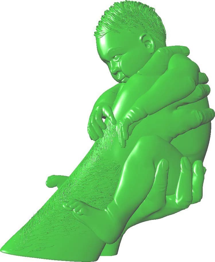 STL - Figura de padre abrazando a su bebé render 1
