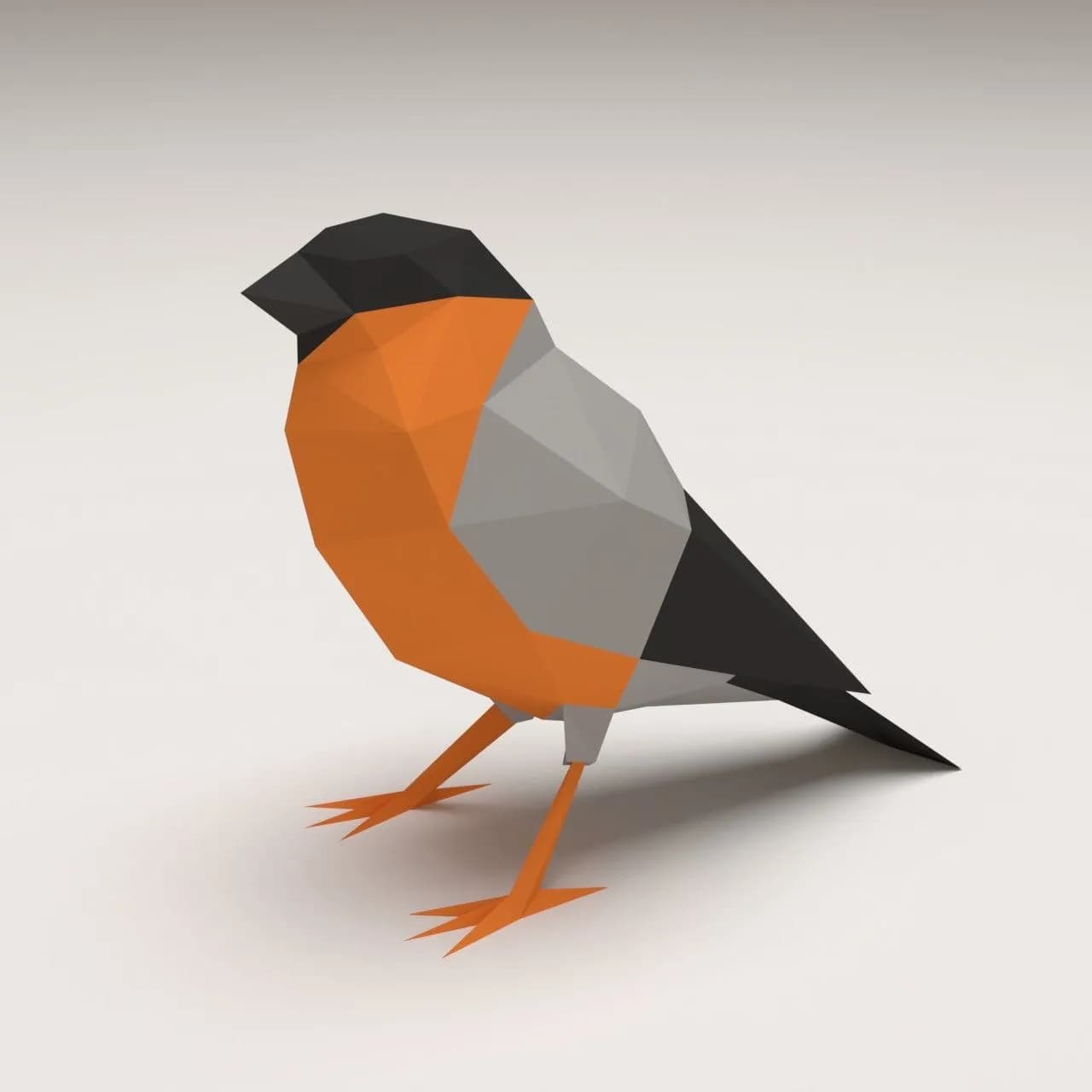 STL - figura de pájaro bullfinch low poly render 1