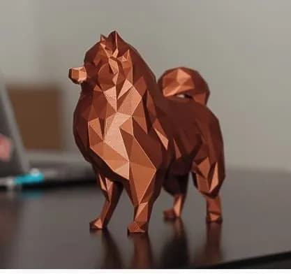 STL - Figura de perro Pomerania estilizado render 1