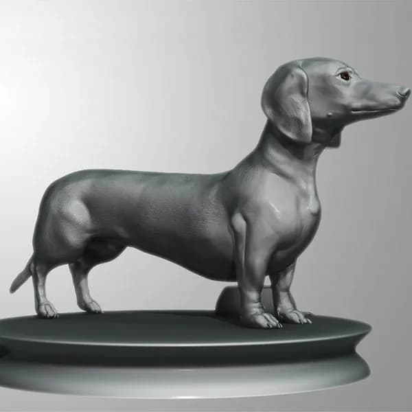 STL - Figura de perro salchicha low poly render 1