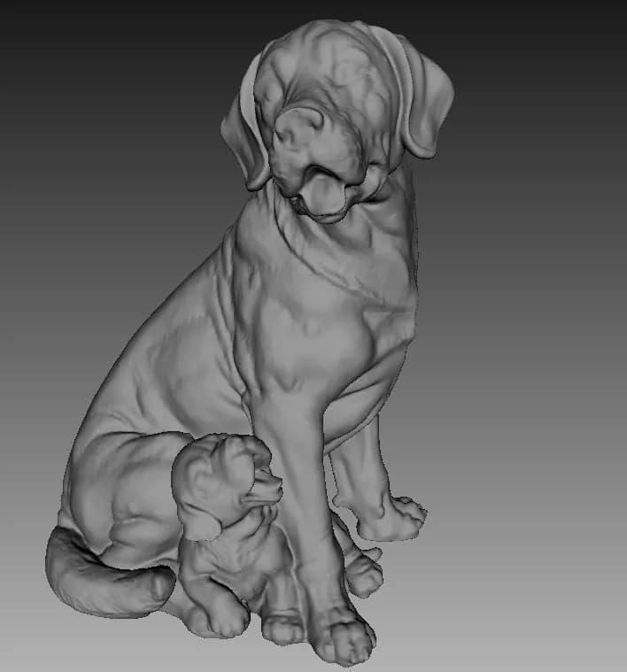 STL - Figura de perro salchicha y cachorro render 1