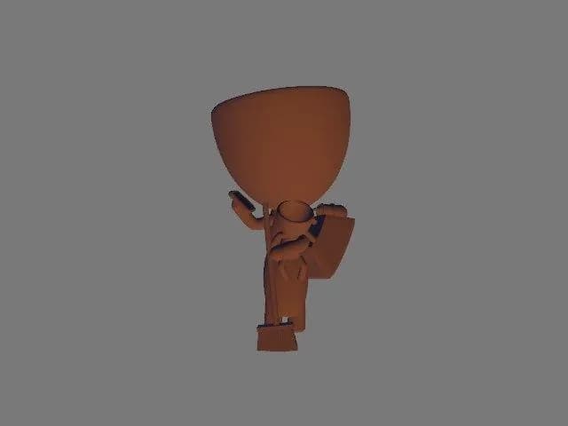 STL - Figura de personaje con maceta y escoba render 1