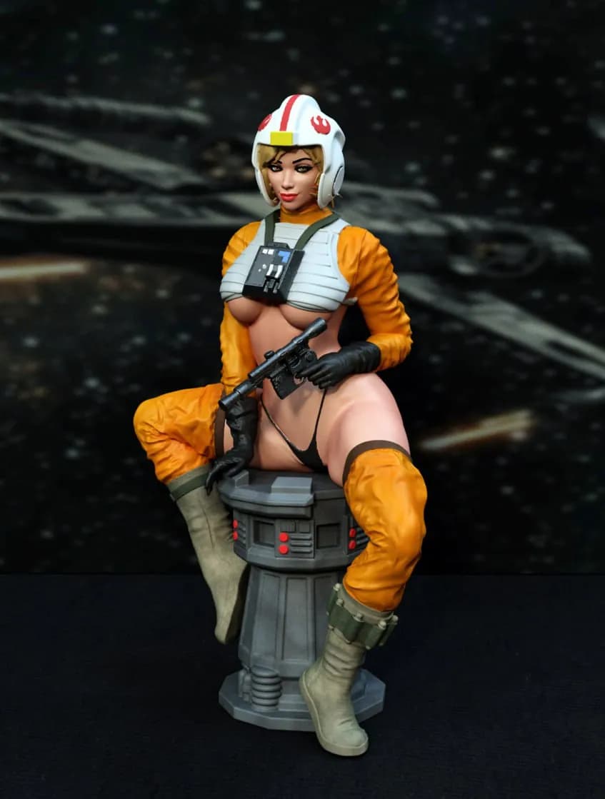 STL - Figura de piloto de Star Wars pin up render 3