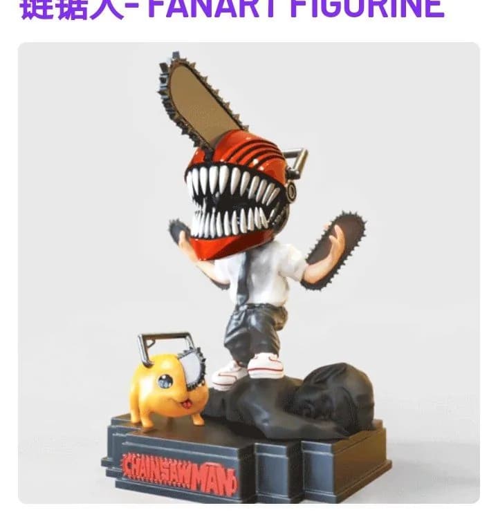 STL - Figura de Pochita y Denji de Chainsaw Man render 1