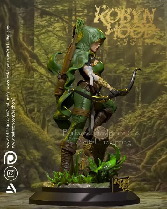 STL - Figura de Robin Hood estilo fantasía render 2