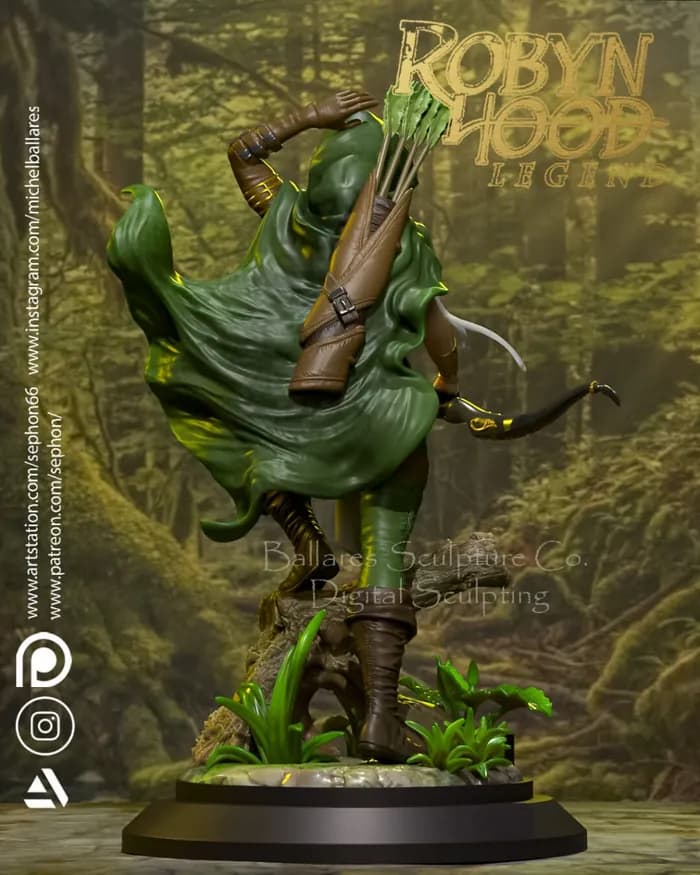 STL - Figura de Robin Hood estilo fantasía render 3