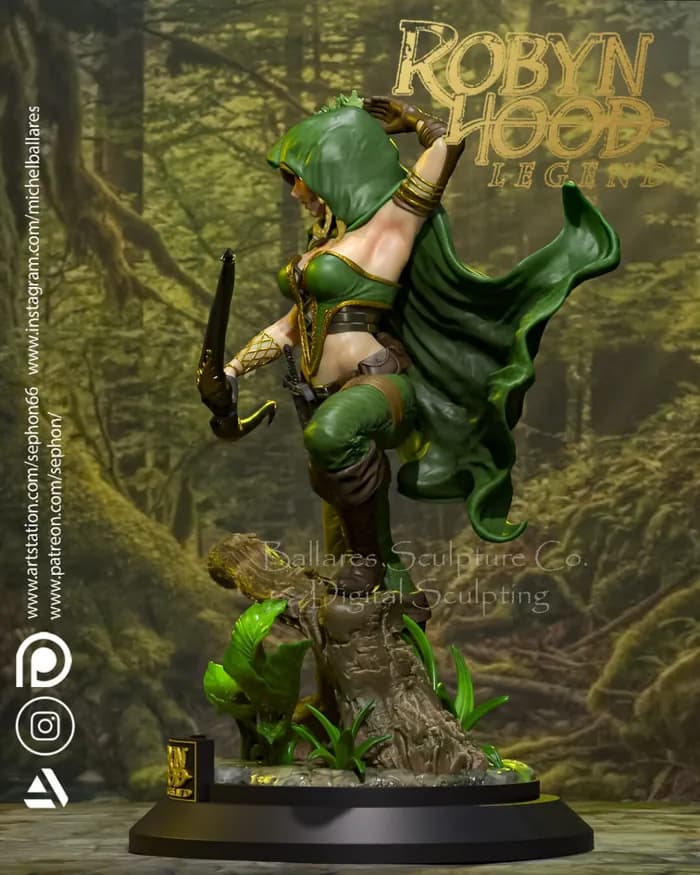 STL - Figura de Robin Hood estilo fantasía render 4