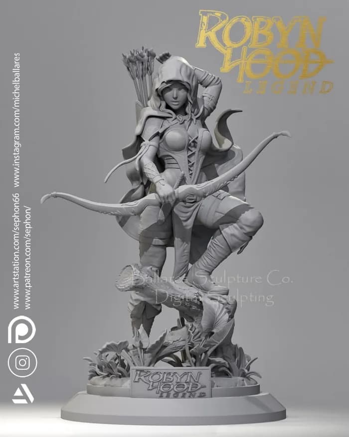 STL - Figura de Robin Hood estilo fantasía render 5