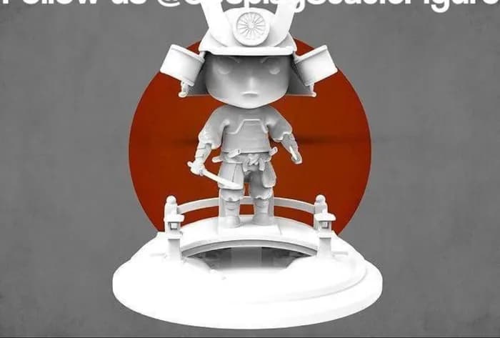 STL - Figura de samurái chibi render 2