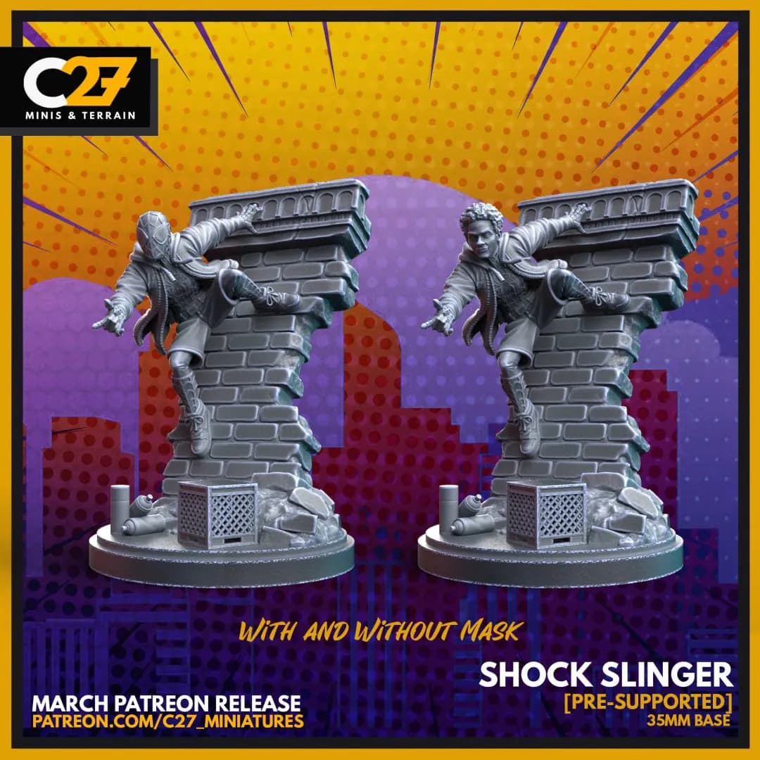 STL - Figura de Shock Slinger con y sin máscara render 1
