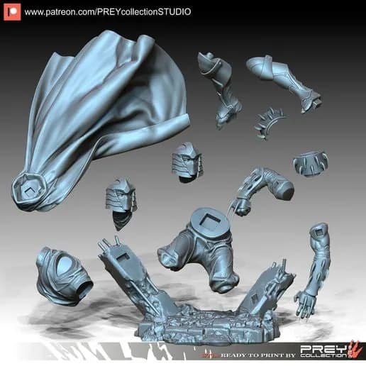 STL - Figura de Shredder con capa y pose dinámica render 2