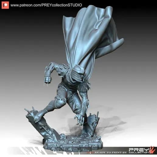 STL - Figura de Shredder con capa y pose dinámica render 3