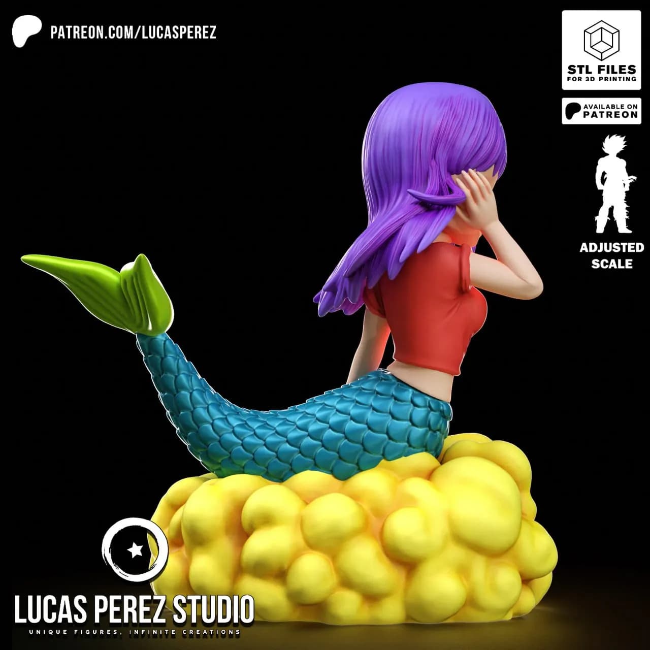 STL - Figura de sirena chibi de Dragon Ball render 2