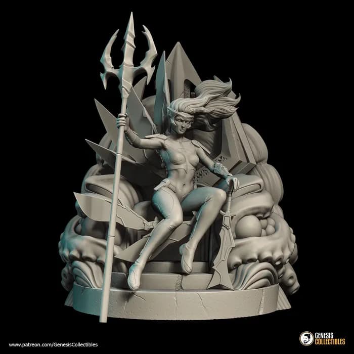STL - Figura de Sirena Guerrera render 3