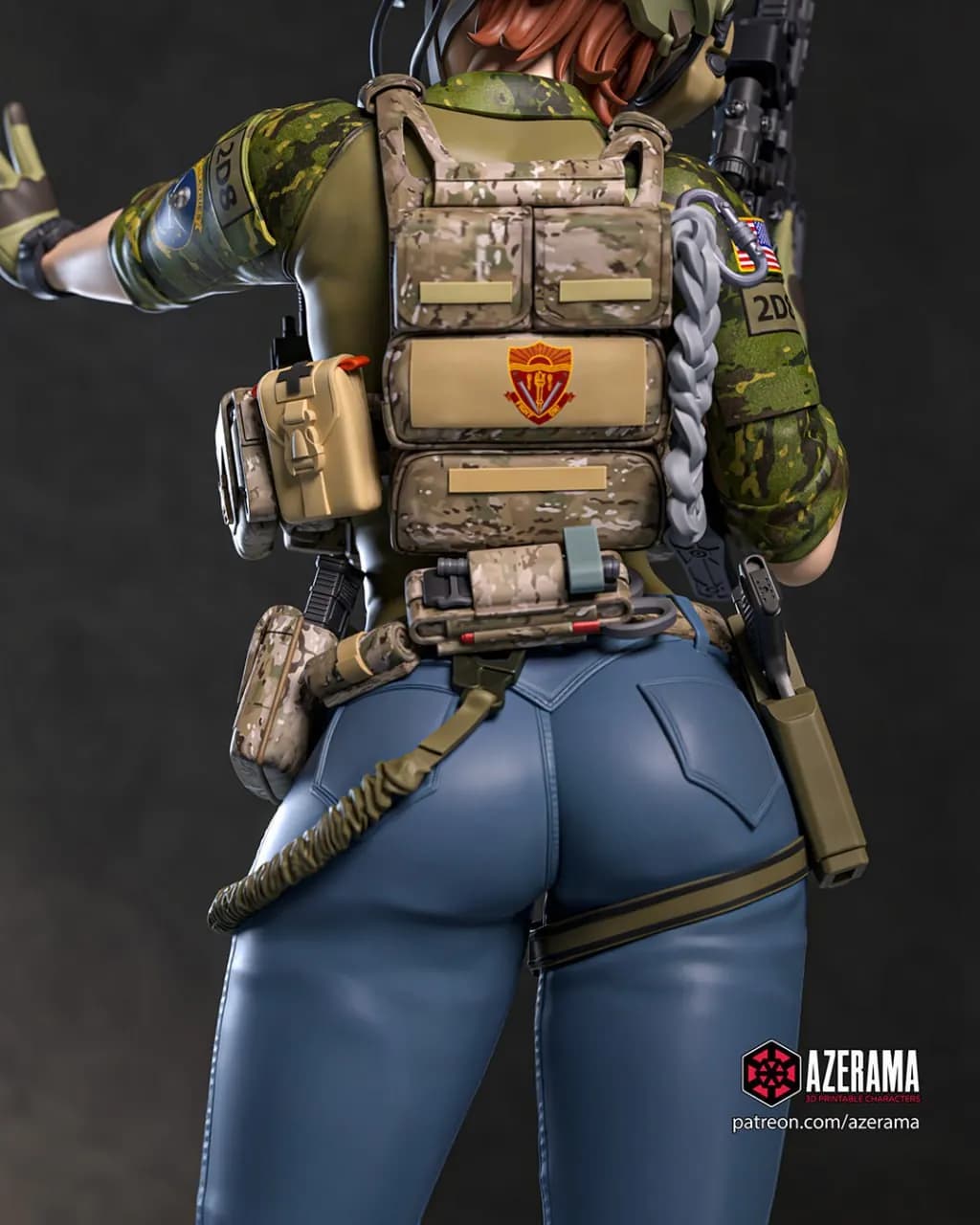 STL - Figura de soldado femenino con rifle render 5