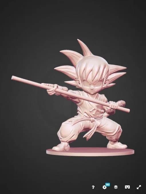 STL - Young Son Goku figure with staff