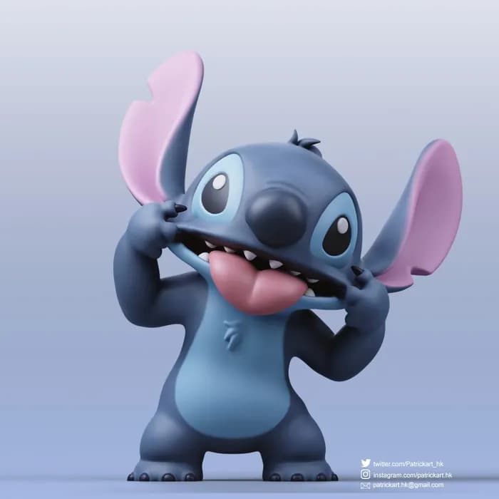 STL - Figura de Stitch haciendo una mueca render 1