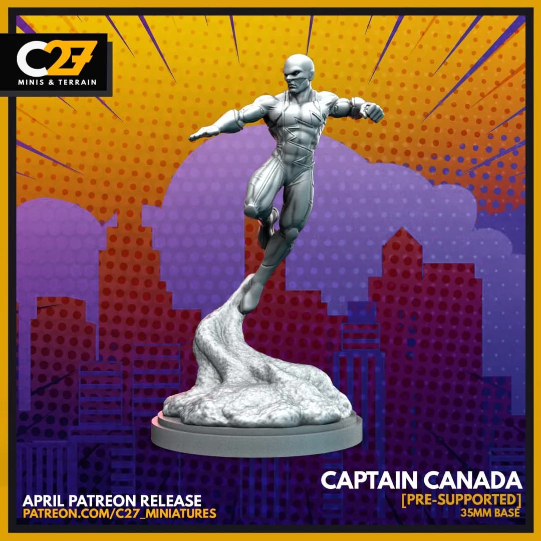 STL - Figura de superhéroe Captain Canada render 1