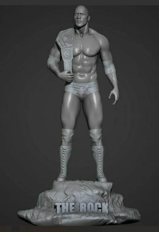 STL - Figura de The Rock, Luchador de WWE render 1