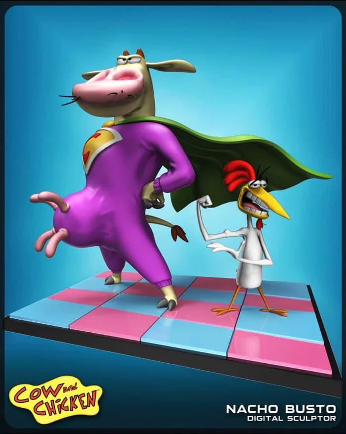 STL - Figura de Vaca y Pollo Superhéroes 2