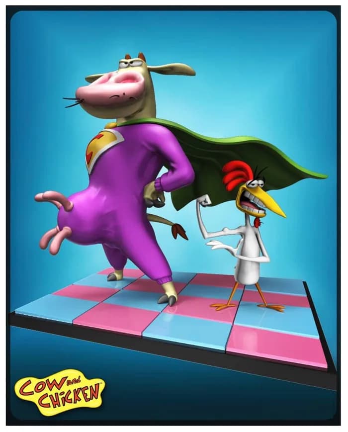 STL - Figura de Vaca y Pollo Superhéroes 2 render 2