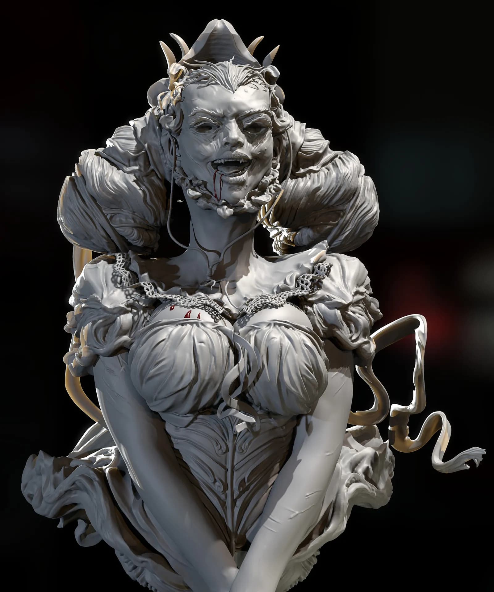 STL - Figura de Vampiresa de Estilo Gótico render 2