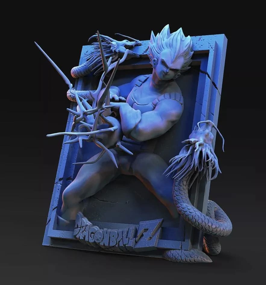 STL - Figura de Vegeta estilo Dragon Ball Z render 1