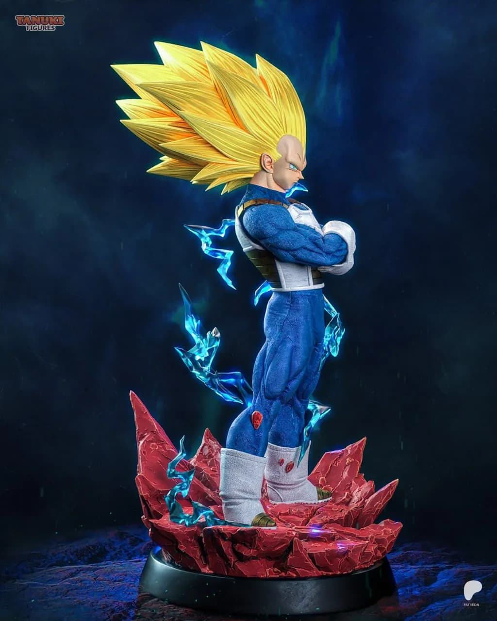 STL - Figura de Vegeta Super Saiyajin 3 con Tanuki render 2