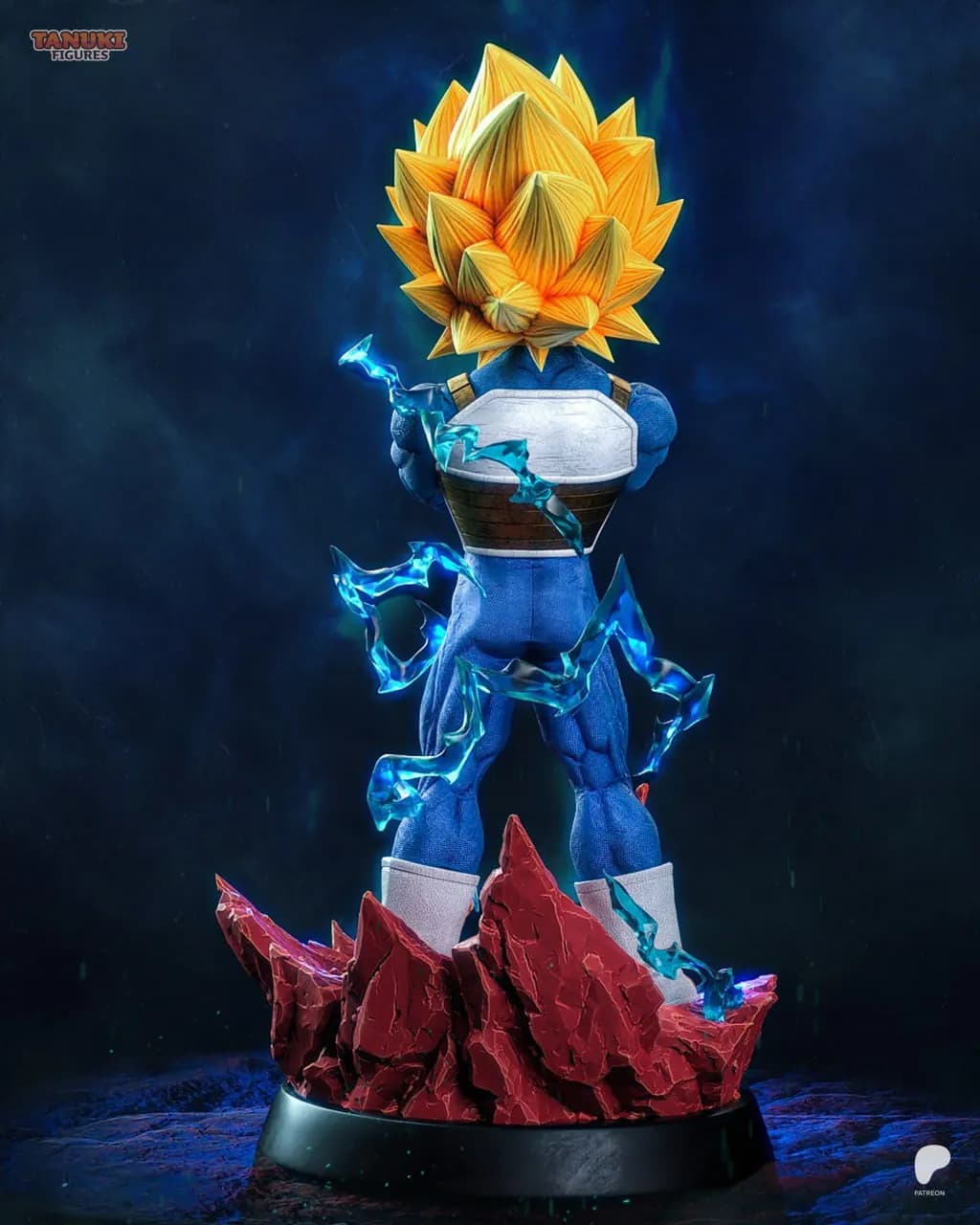 STL - Figura de Vegeta Super Saiyajin 3 con Tanuki render 3