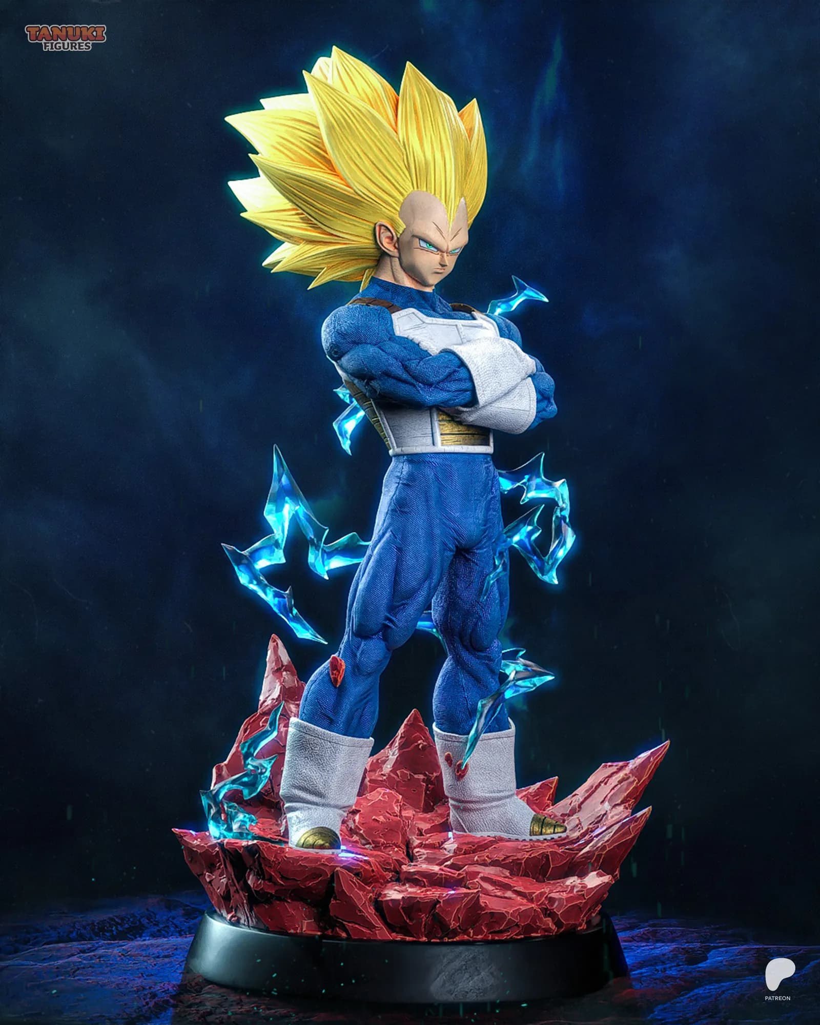 STL - Figura de Vegeta Super Saiyajin 3 con Tanuki render 5