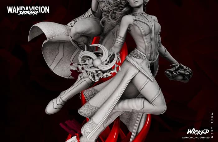 STL - Figura De Wanda Maximoff Y Vision De WandaVision render 5