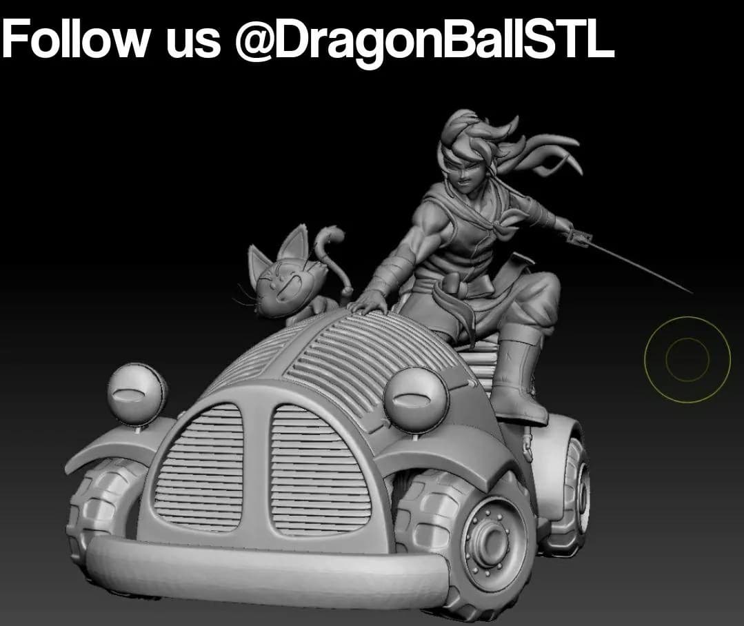 STL - Figura de Yamcha y Puar en el coche render 4
