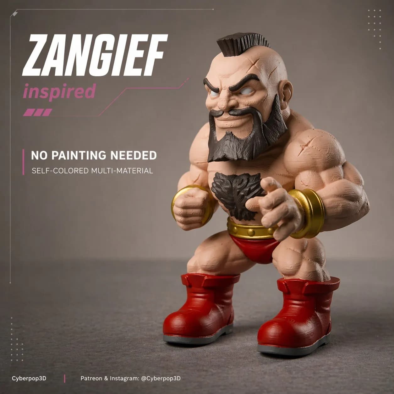 STL - Figura de Zangief inspirada en Street Fighter render 1