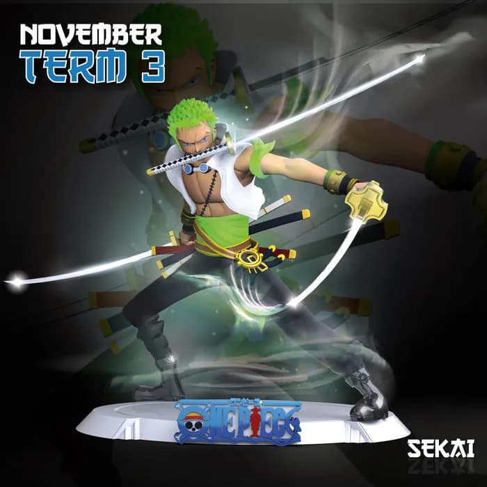 STL - Figura de Zoro con 3 espadas render 2