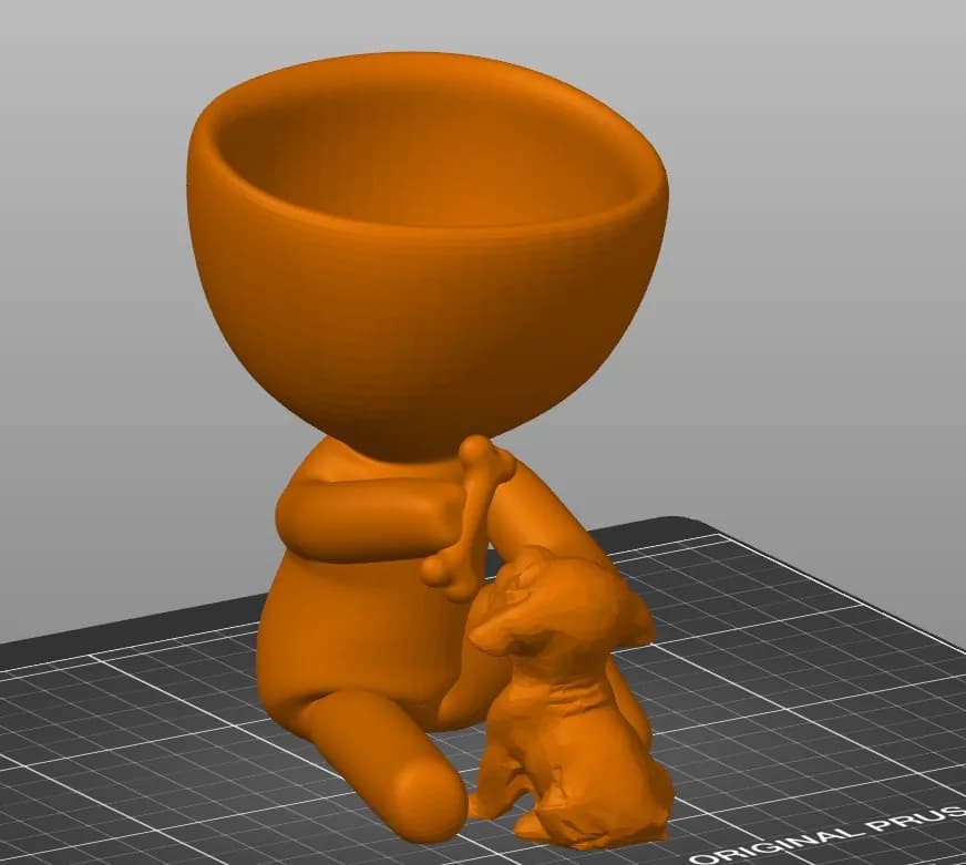 STL - Figura decorativa de niño con perro render 1