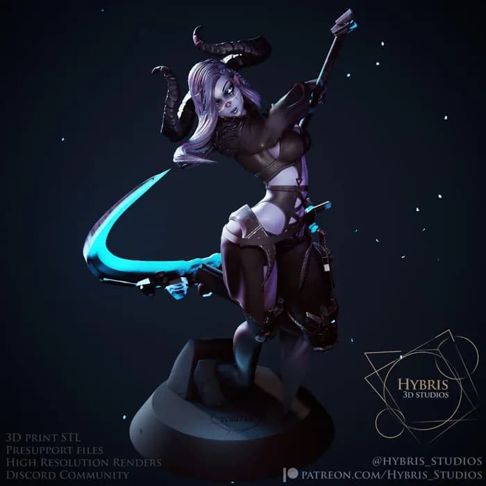 STL - Demoness Figure with Energy Scythe