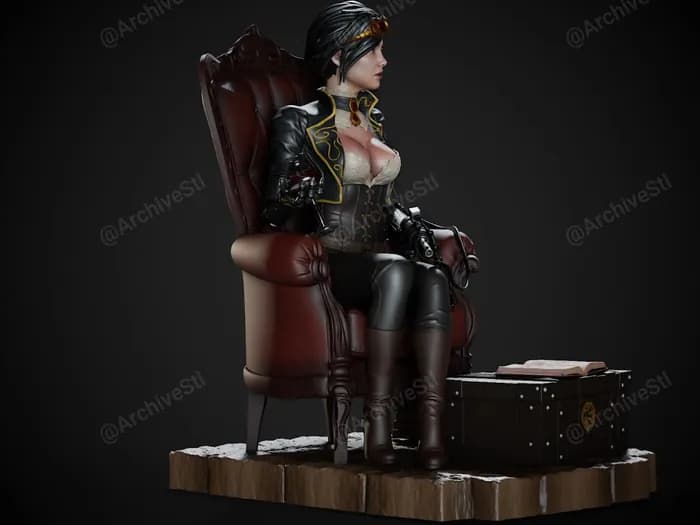 STL - Figura Estilo Steampunk Lady Mechanika render 1