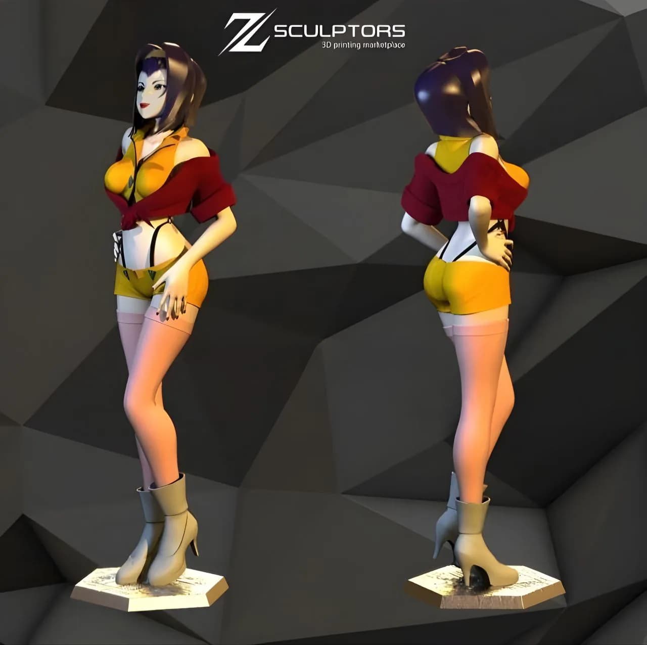 STL - figura Faye Valentine Cowboy Bebop render 2
