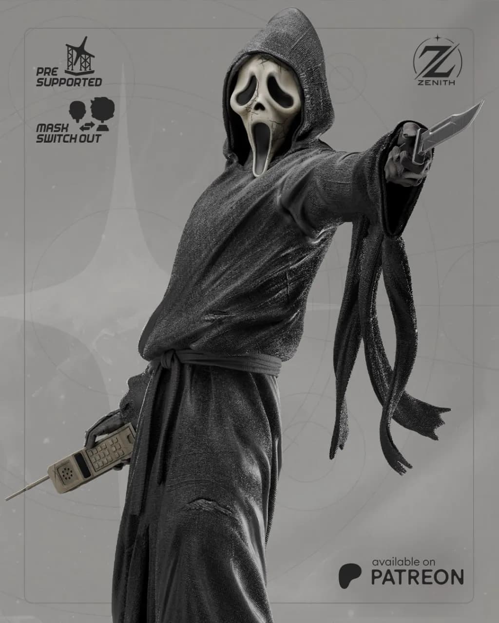 STL - Ghostface Figure with Knife and Phone