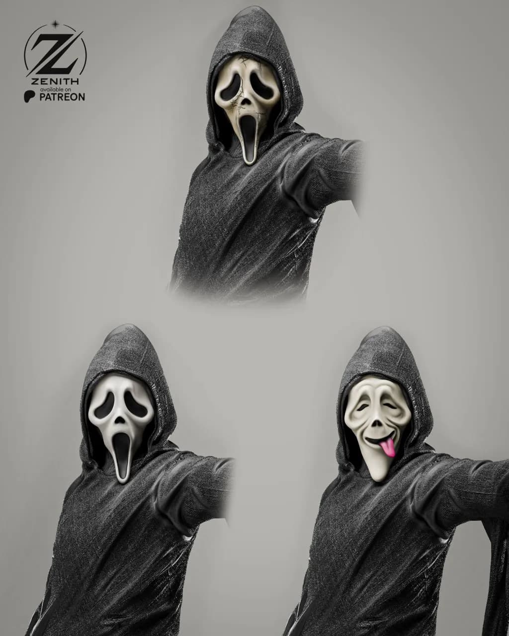 STL - Figura Ghostface con cuchillo y teléfono render 4