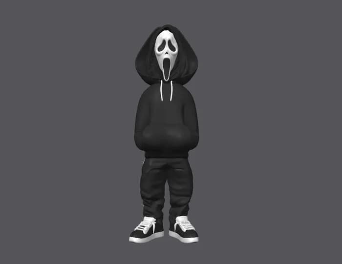 STL - Figura Ghostface con estilo urbano render 2