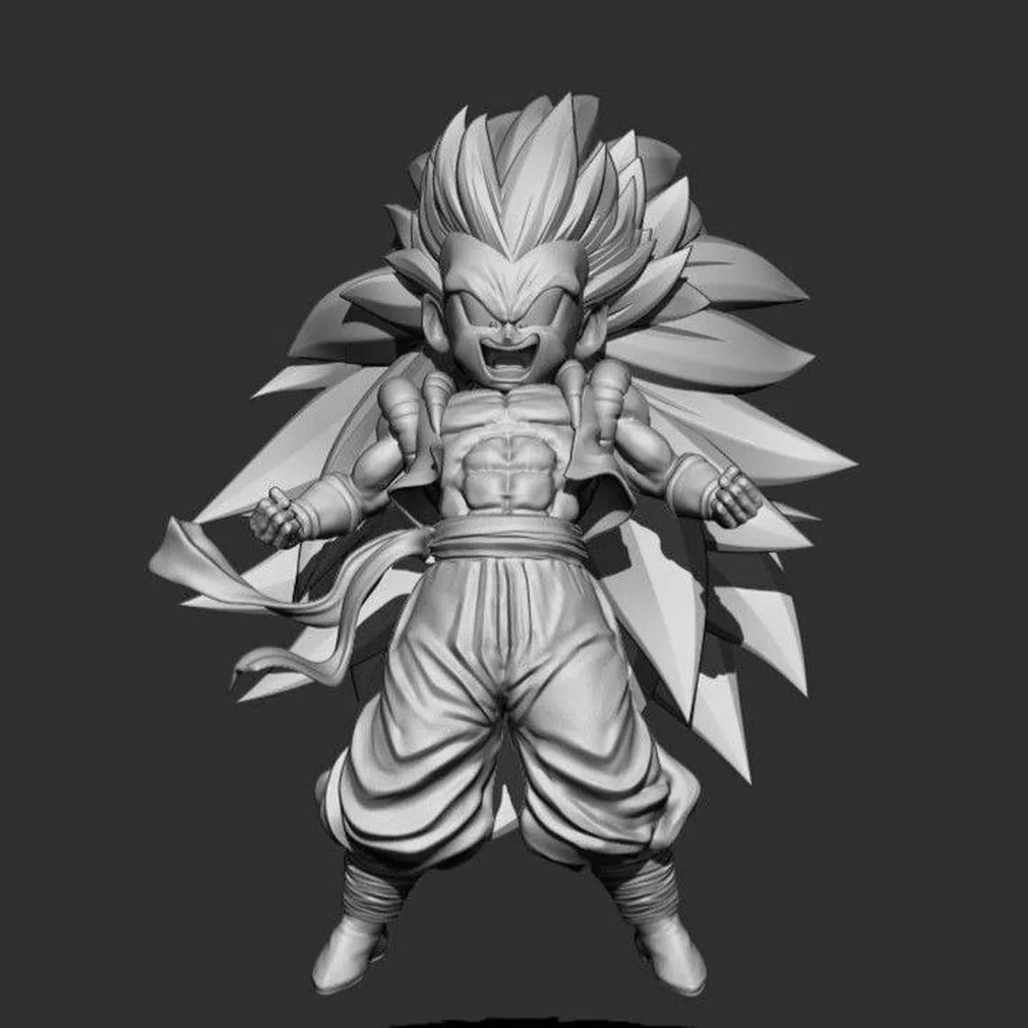 STL - Figura Gotenks Super Saiyan 3 render 5
