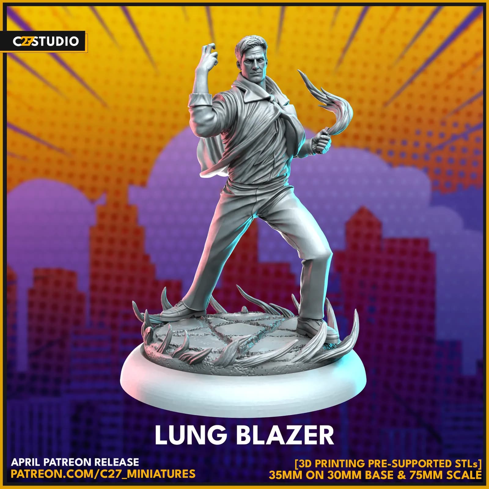 STL - Figura John Constantine Lung Blazer render 2