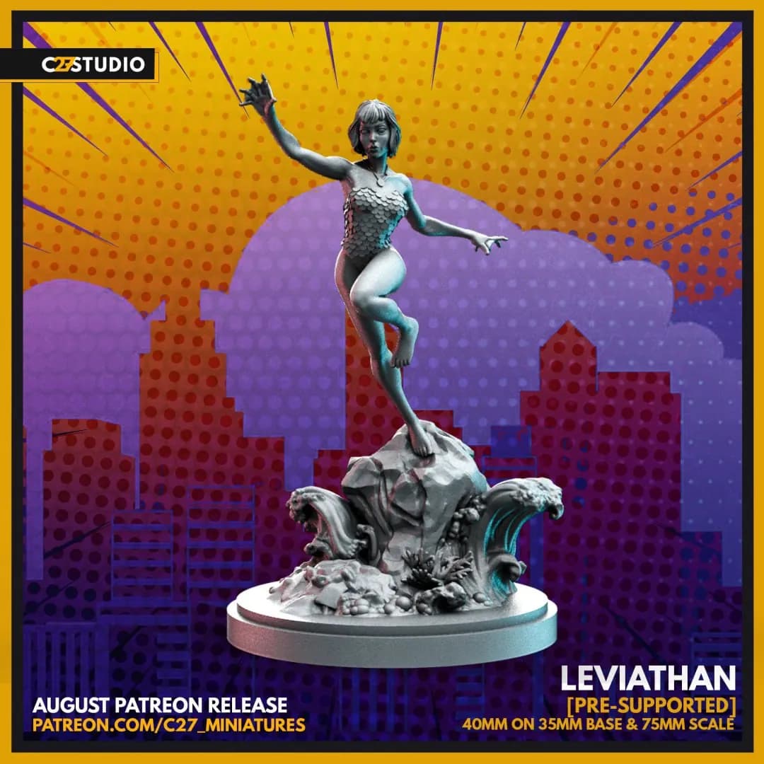 STL - Figura Leviathan estilo sirena render 1