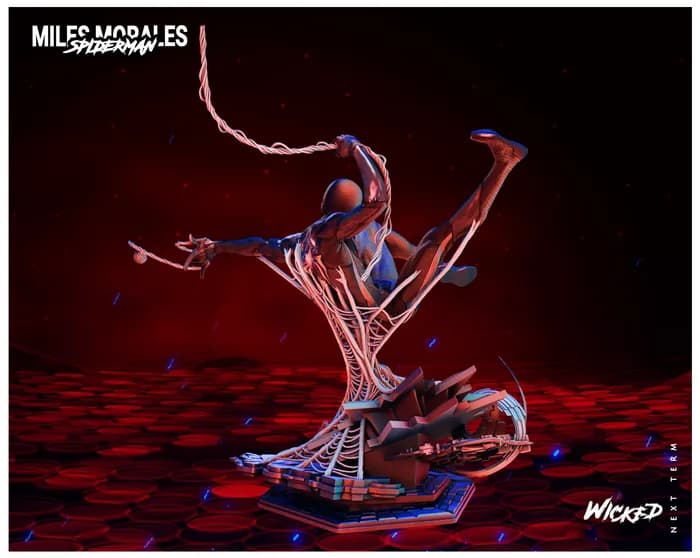 STL - Figura Miles Morales Spider Man Into the Spider Verse render 2