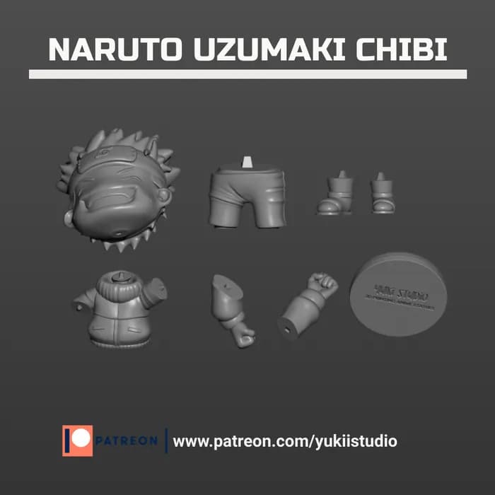 STL - Figura Naruto Uzumaki Chibi render 2