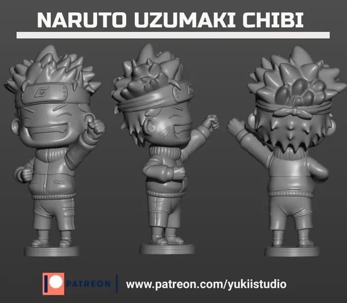 STL - Figura Naruto Uzumaki Chibi render 3