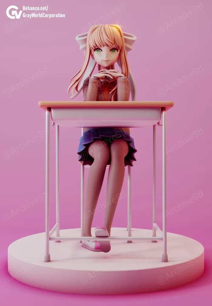 STL - Figura Natsuki de Doki Doki Literature Club render 2