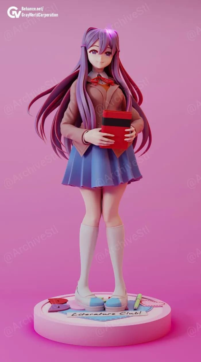 STL - Figura Natsuki de Doki Doki Literature Club render 3