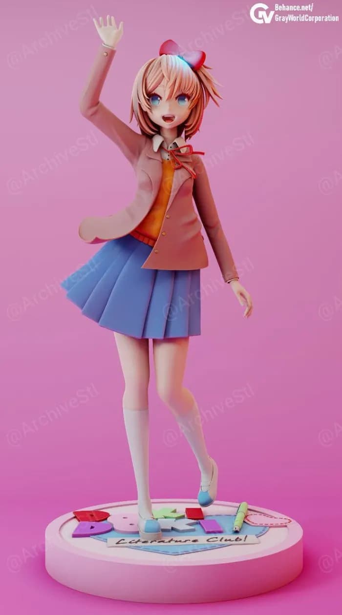 STL - Figura Natsuki de Doki Doki Literature Club render 4